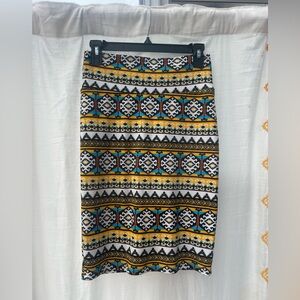 LulaRoe Tribal Print Yellow and Black Women's Skirt